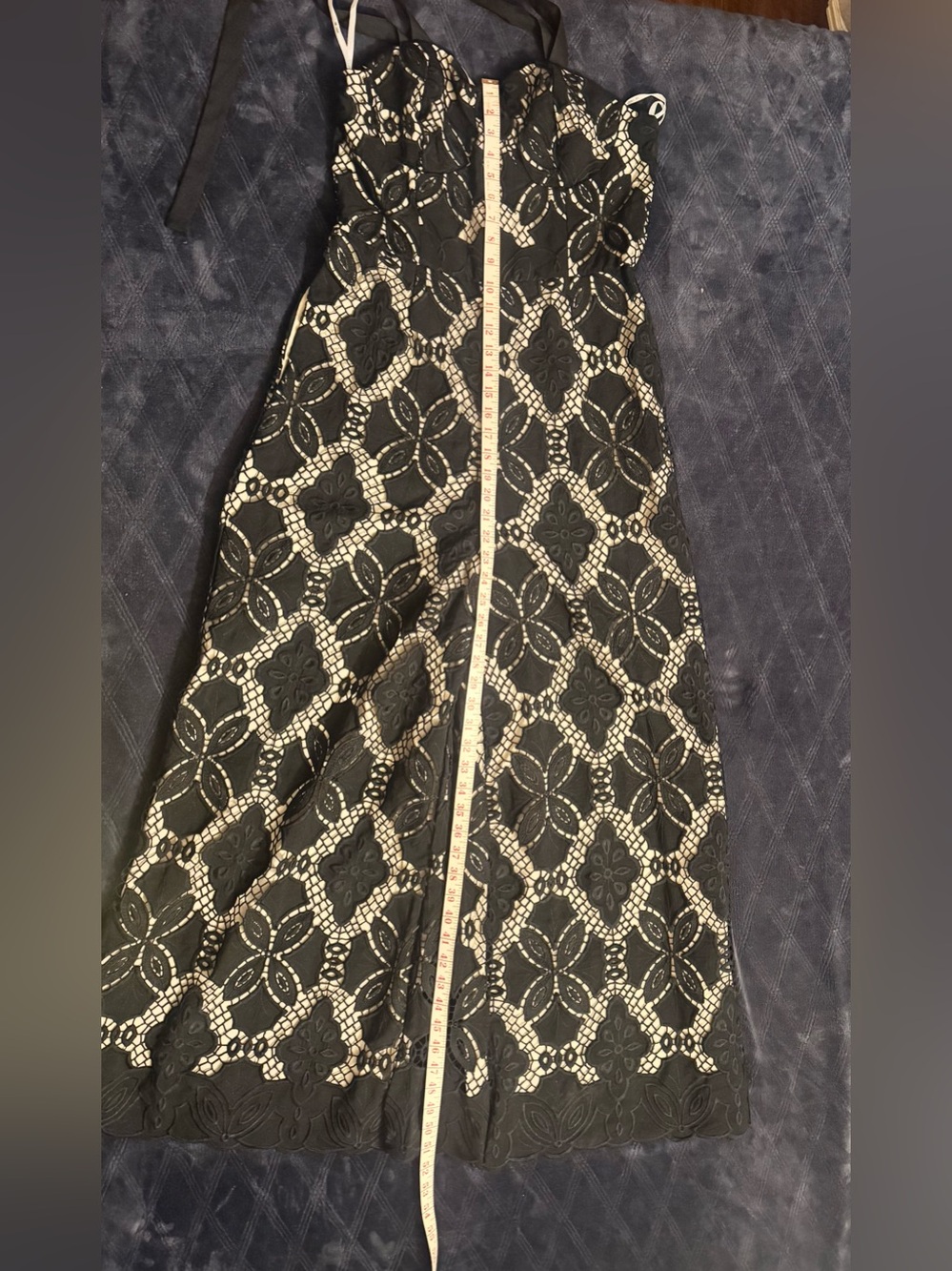 New York & Company Black and Cream Lace Halter Jumpsuit